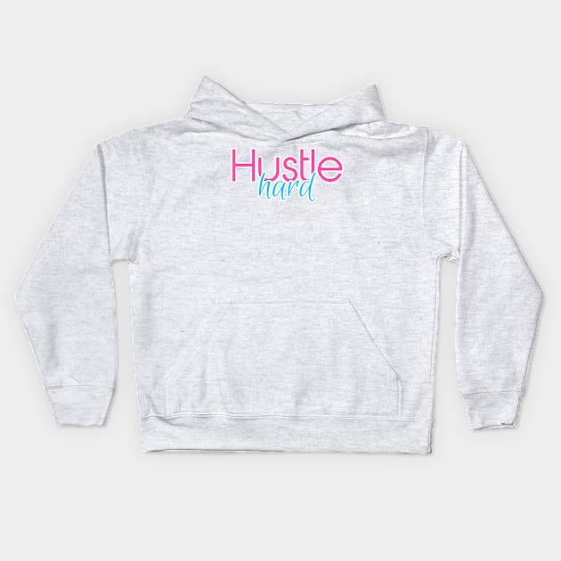 Hustle Hard Miami Vice Pink and Blue Kids Hoodie by StupidHead